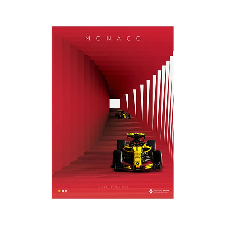 Monaco F1 Poster | Minimalist Red Canvas Art | Modern Racing Wall Decor | Living Room & Home Bar Decor | Motorsport Style