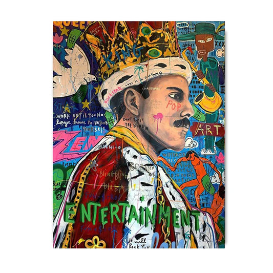 Abstract Graffiti Art Poster | Queen of England Portrait | Living Room Wall Decor | Street Pop Canvas Print