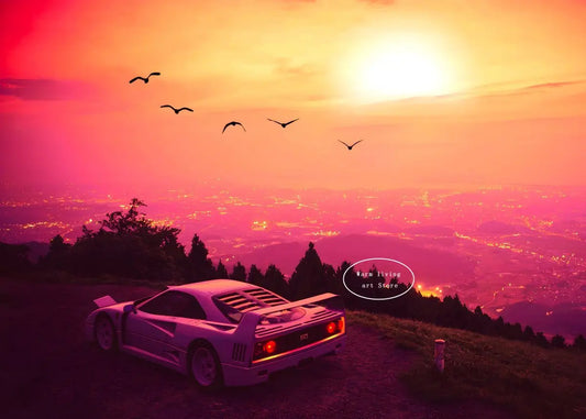 Red Black Luxury Car Ferraris-F40 Posters and Prints Canvas Painting Wall Art Pictures Modern Living Room Office Home Decor
