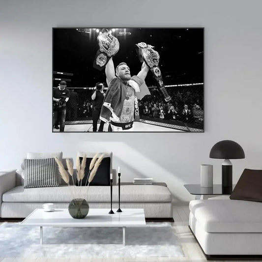 Conor McGregor Victory Poster | Inspirational Boxing Print | UFC World Champion Dual Belt | Gym Decor | Professional Sports Artwork