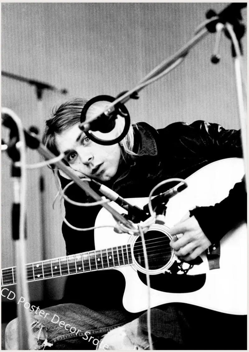 Kurt Cobain Poster | Rock and Roll Music Art | Aesthetic Decor for Home | DIY Wall Sticker | Cafe & Bar Room Decoration