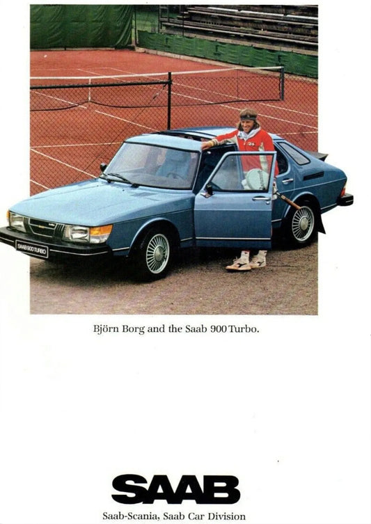 Saab 900 Turbo | Vintage Saab | Bjrn Borg with the Legendary Saab 900 Turbo | Classic Saab Sports Posters