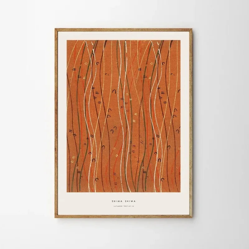 Shima Shima Poster | Japanese Textile Art | Ukiyo-e Style | Traditional Japanese Painting Decor