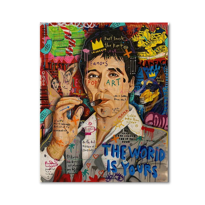 Abstract Graffiti Art Poster | Tony montana Portrait | Al pachino | Street Pop Wall Art for Living Room Decor