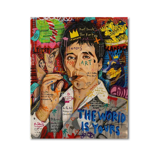 Abstract Graffiti Art Poster | Tony montana Portrait | Al pachino | Street Pop Wall Art for Living Room Decor