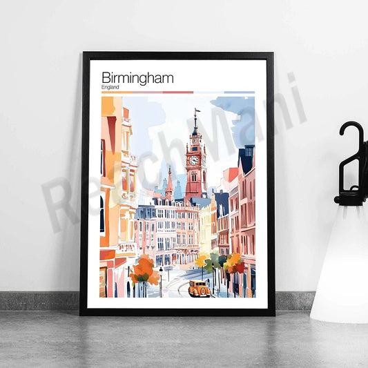 Inverness, Hereford, Dundee, Derby, Chester, Cardiff, Blackpool, Birmingham, Belfast, Basingstoke England UK travel art poster