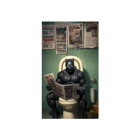 Marvel Superhero Humor | Spiderman Toilet Newspaper Cartoon Poster | Comic Canvas Wall Art for Bathroom Decor