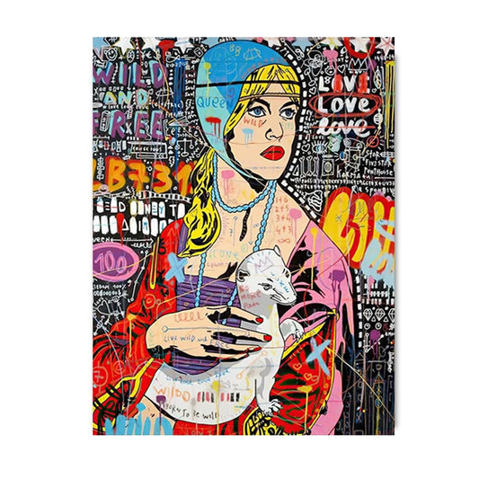 Poster | Abstract Street Pop Graffiti Art | Queen of England Portrait | Wall Art Prints for Living Room Decor