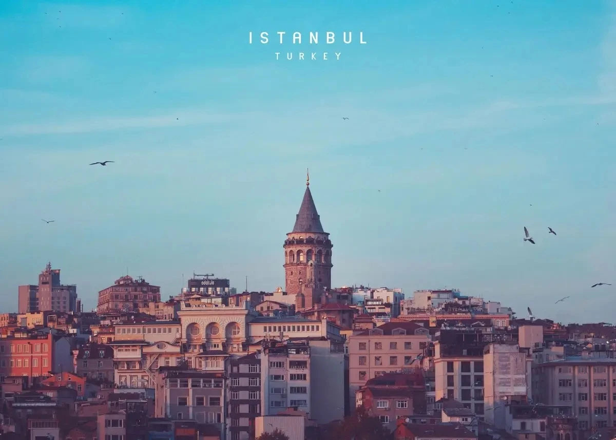 Galata Tower Poster | Dawn View | Historic Landmark | Istanbul Skyline | Enchanting Turkish Landscape Art | Turkey Travel Decor