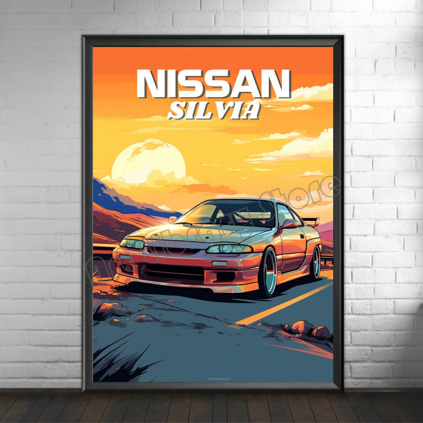 Retro Poster Canvas Painting Japanese Car 1990s Classic Car Nissan Skyline GT-R R34 Wall Art Pictures Home Interior Decor