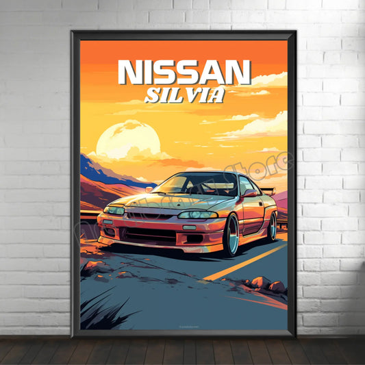 Retro Poster Canvas Painting Japanese Car 1990s Classic Car Nissan Skyline GT-R R34 Wall Art Pictures Home Interior Decor