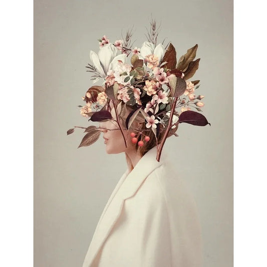 Vintage Floral Poster | Ethereal Flower Heads | Symphony of Floral Elegance | Artistic Woman Imagery | Home Decor Wall Art