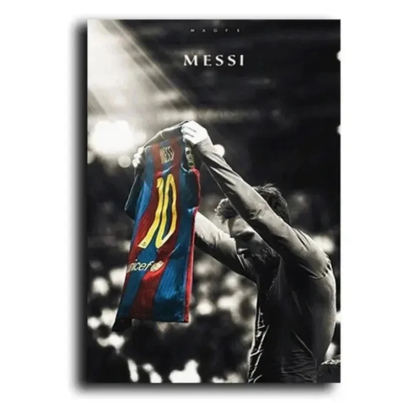 Lionel Messi | Black and White Soccer Poster | Home Decor | Celebration Artwork
