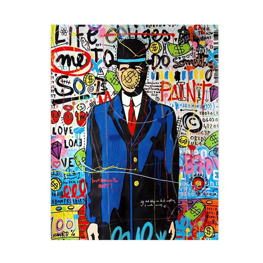 Abstract Queen of England Portrait Poster | Street Pop Graffiti Wall Art | Canvas Print for Living Room Decor