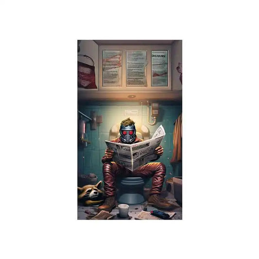 Poster | Marvel Superhero Cartoon | Bathroom Wall Art | Funny | Spiderman Newspaper Reading | Pop Art Decor | Comic Style Canvas