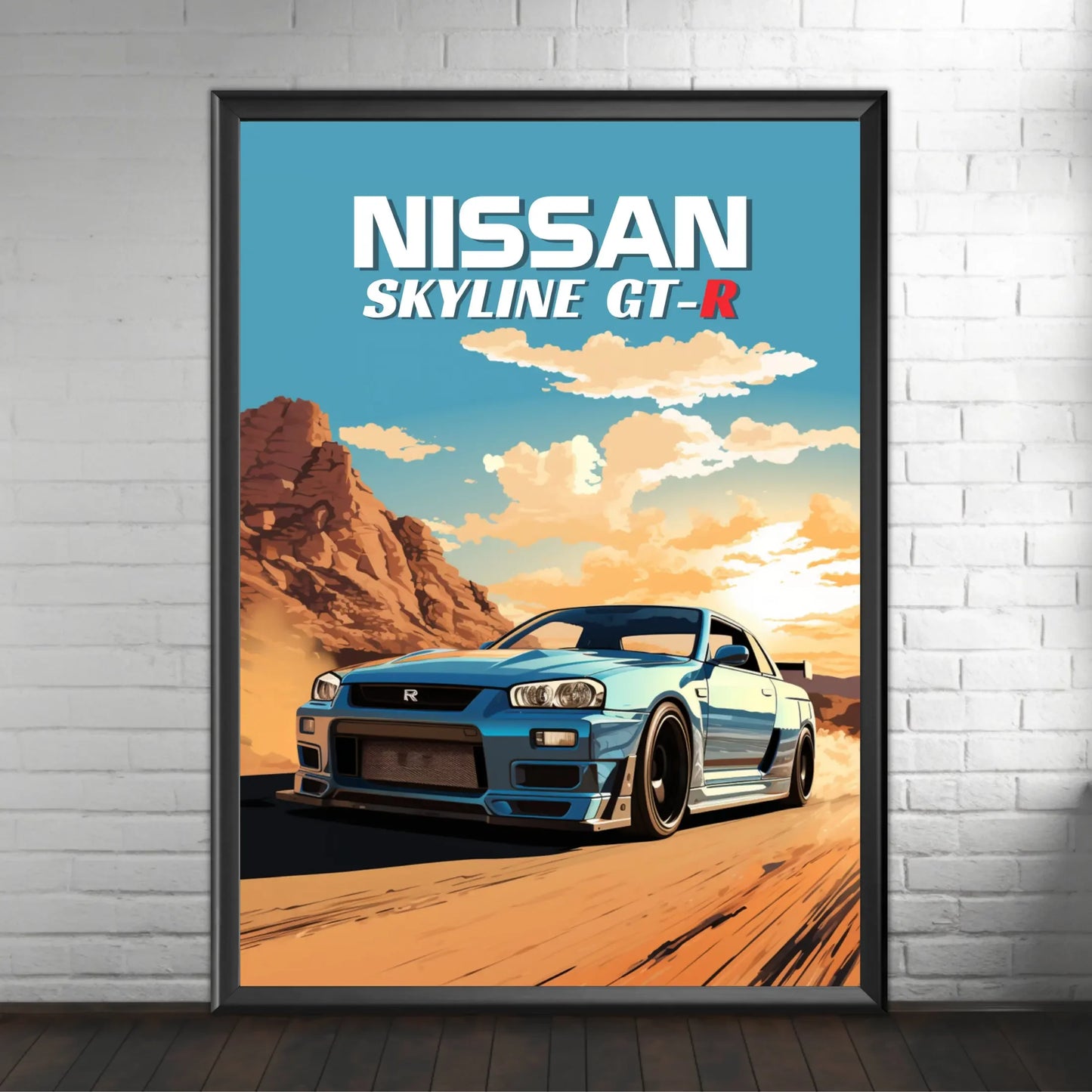 Retro Poster Canvas Painting Japanese Car 1990s Classic Car Nissan Skyline GT-R R34 Wall Art Pictures Home Interior Decor