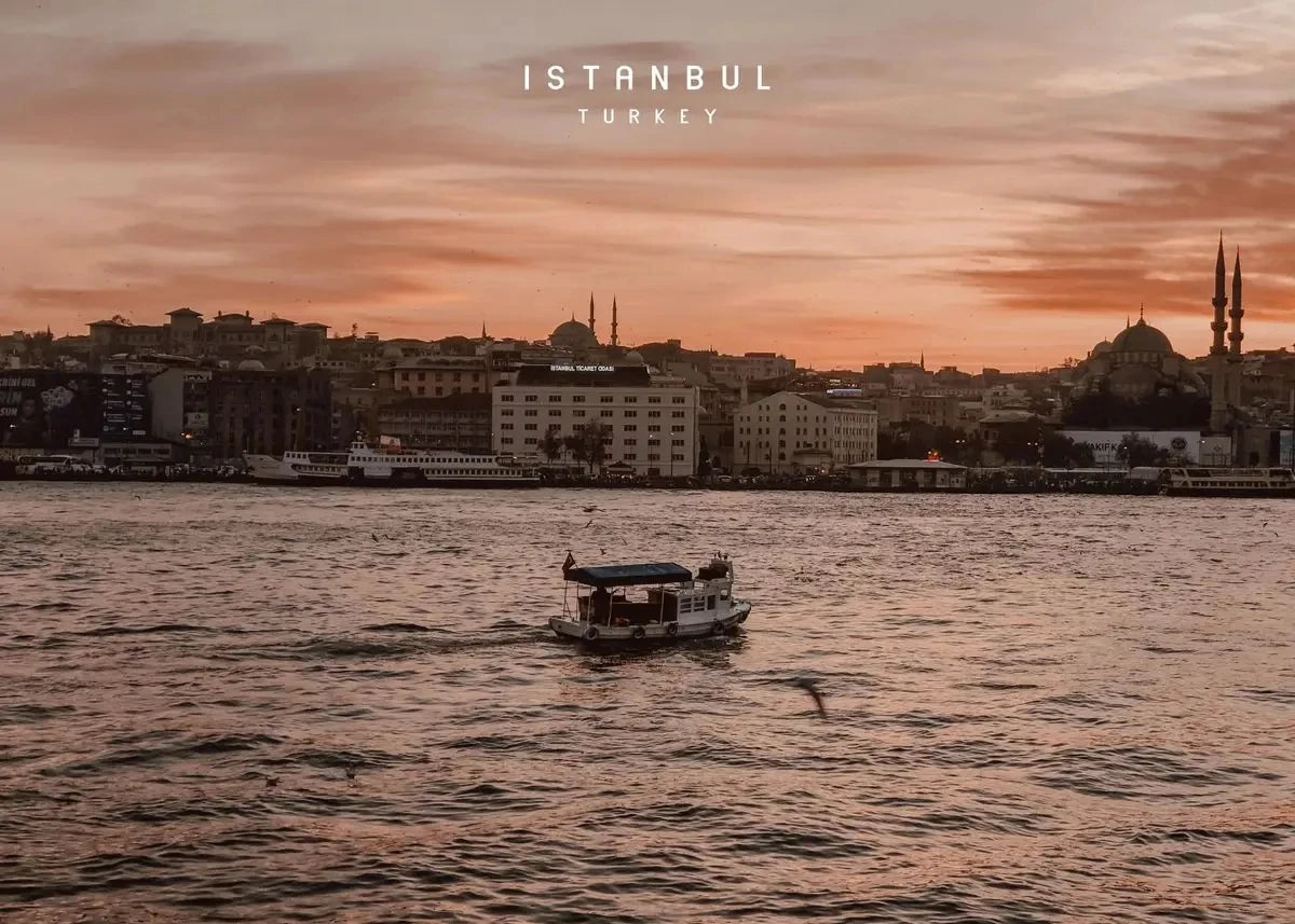 Galata Bridge Evening Poster | Istanbul Cityscape | Twilight Over Istanbul Waters | Turkish Decorative Art | Constantinople Scenery