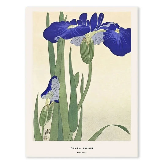 Ohara Koson | Blue Irises Poster | Ukiyo-e Japanese Art | Elegant Home Decor