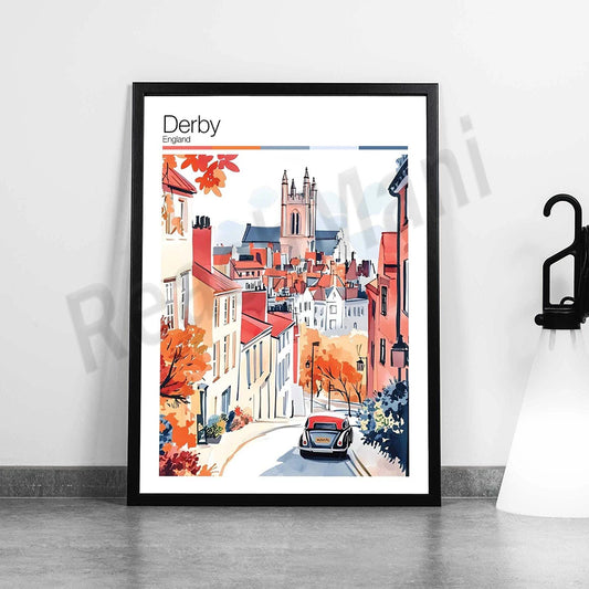 Inverness, Hereford, Dundee, Derby, Chester, Cardiff, Blackpool, Birmingham, Belfast, Basingstoke England UK travel art poster
