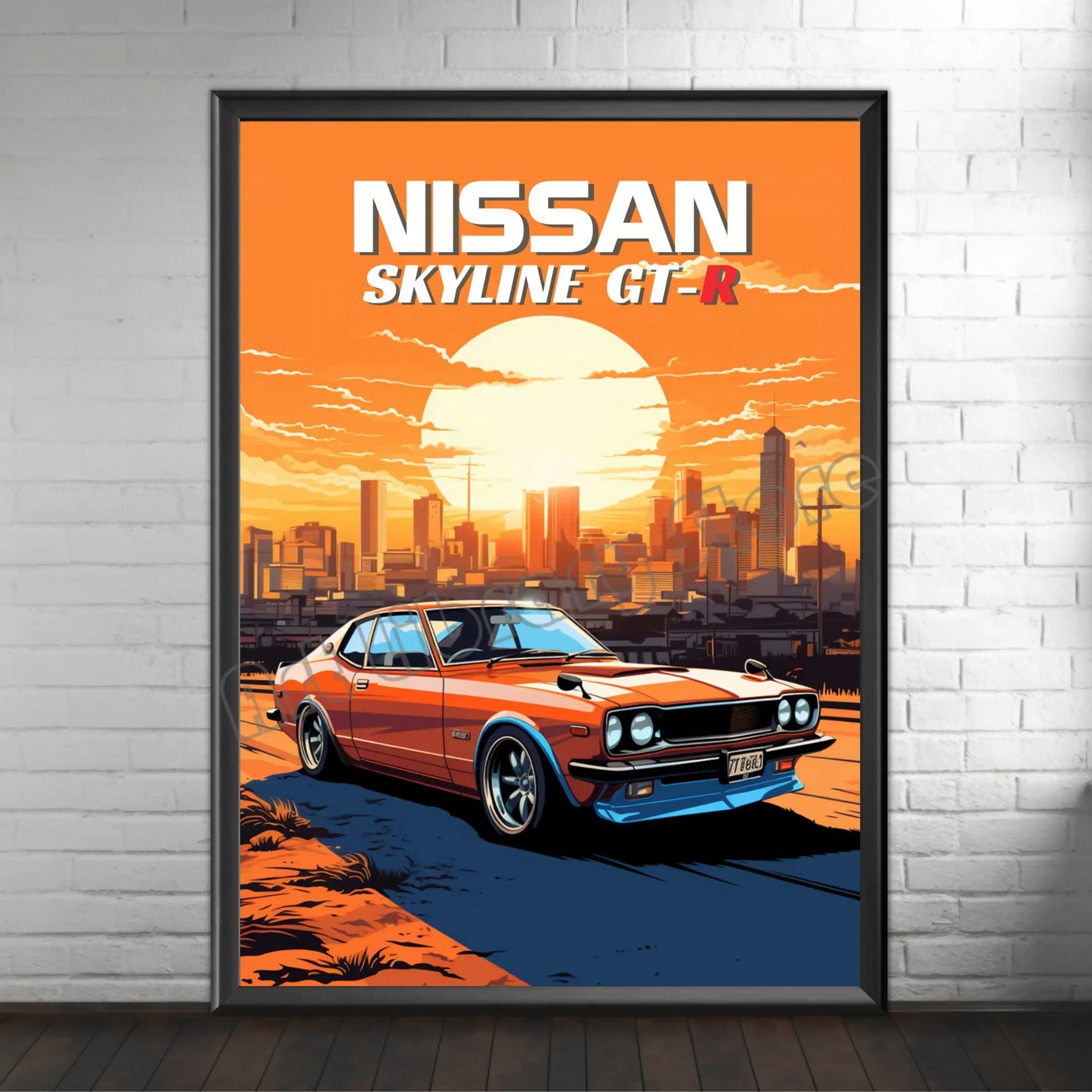 Retro Poster Canvas Painting Japanese Car 1990s Classic Car Nissan Skyline GT-R R34 Wall Art Pictures Home Interior Decor