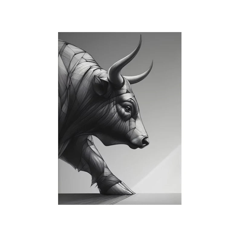 Stock Market Bull Bear Market Abstract Animal Art Poster and Prints Modern Art Canvas Painting For Office Living Room Home Decor