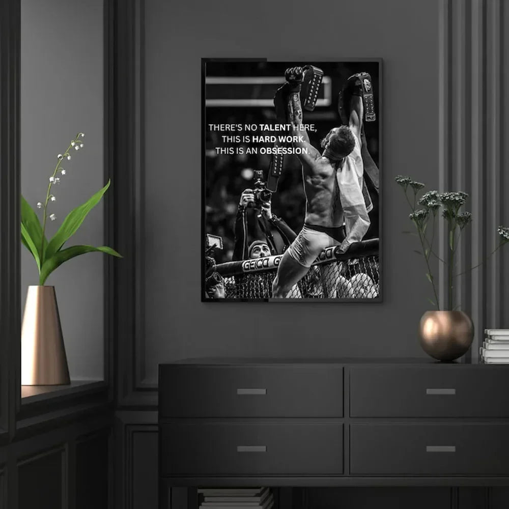 Conor McGregor Inspirational Poster | Hard Work & Obsession Quote | Gym Decor | UFC Motivational Wall Art