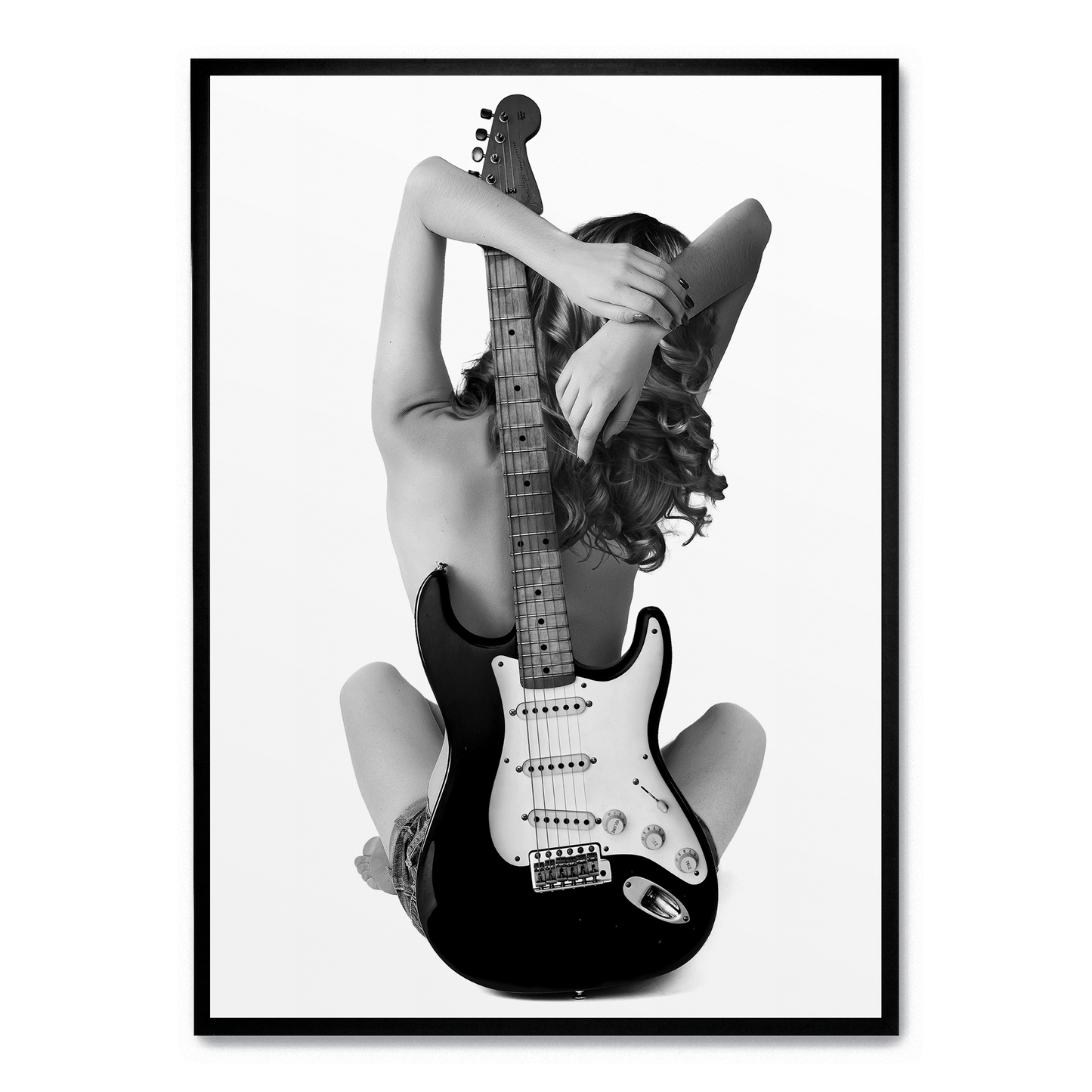 Lady and The Strat Poster | Unique Wall Art | Home Decor | Guitar-Themed Artwork | Vintage Style | High-Quality Print | Decorative Artwork for Living Room or Music Room