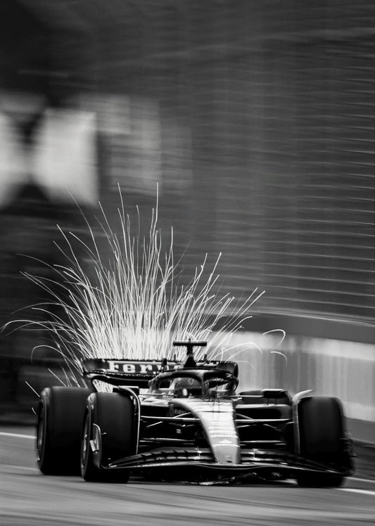 Black and White Vintage F1 Racing Poster | Monaco Sports Car Art | Canvas Painting Wall Decor