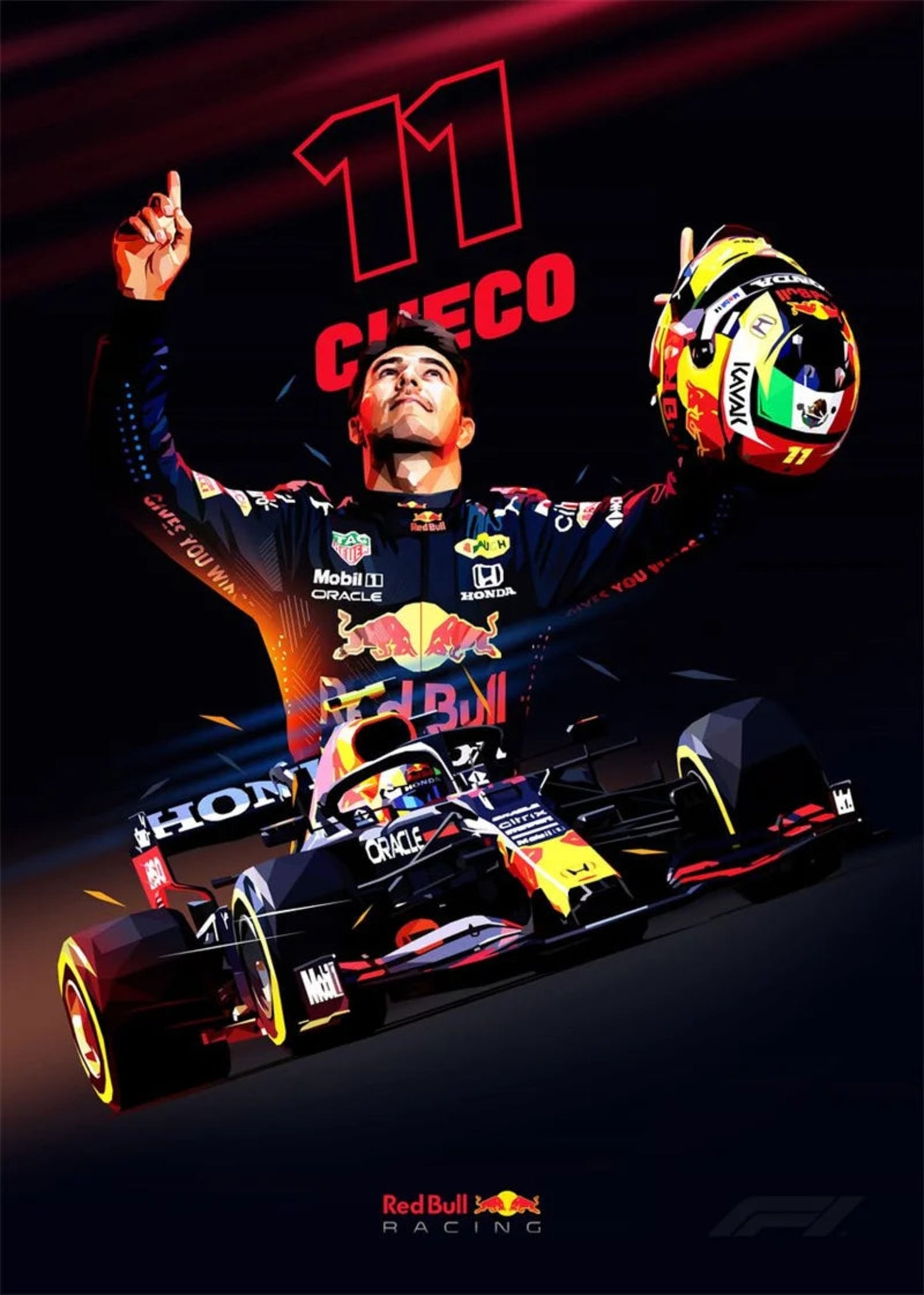 Sergio 'Checo' Perez | Formula 1 Racer Helmet Poster | Sports F1 Legend | Wall Art Decor