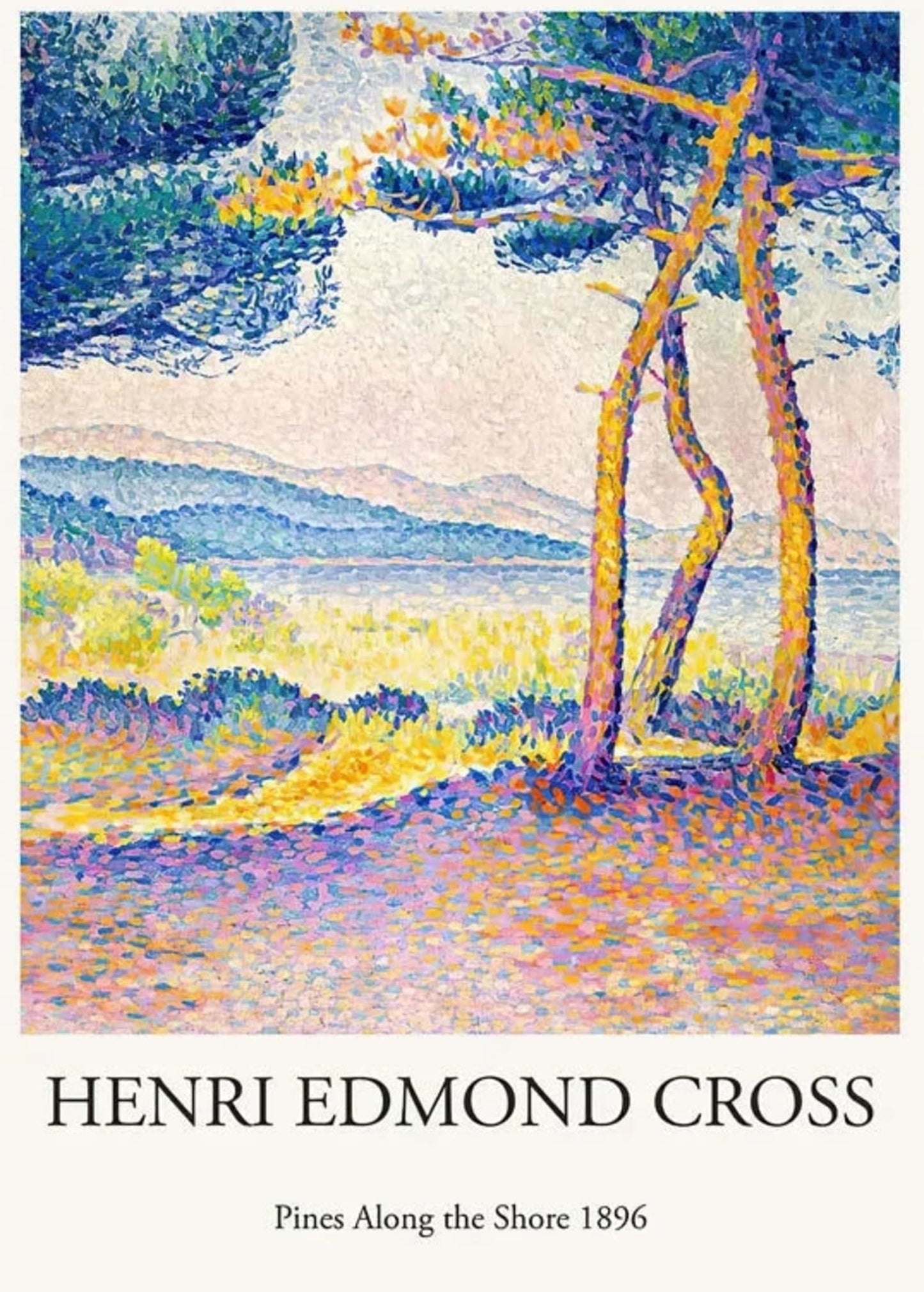 Henri Edmond Cross Poster | Pines Along the Shore | Vintage Landscape Art | 1896 Impressionist Artwork | Coastal Decor