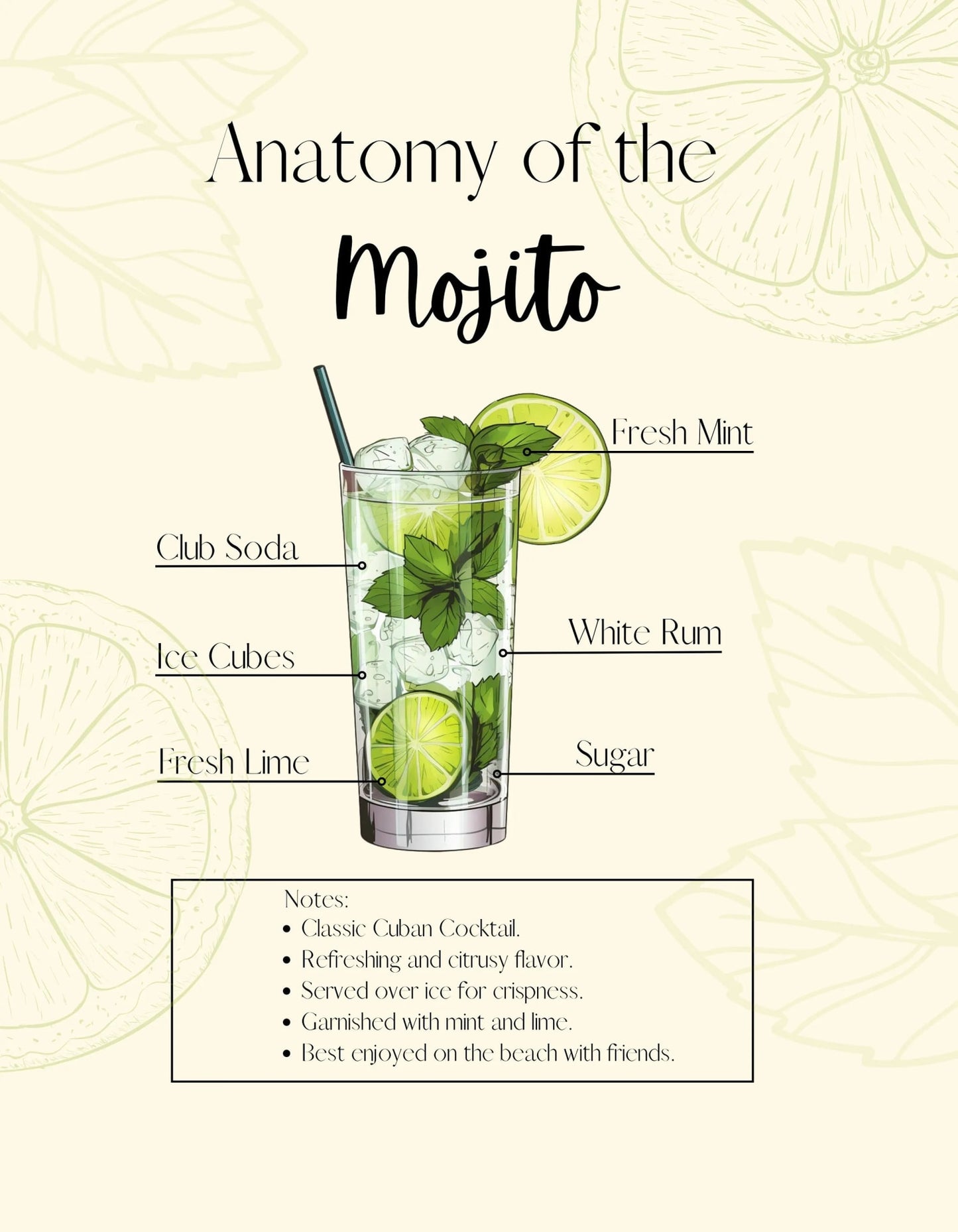 Mojito Recipe Guide | Cocktail Anatomy Art