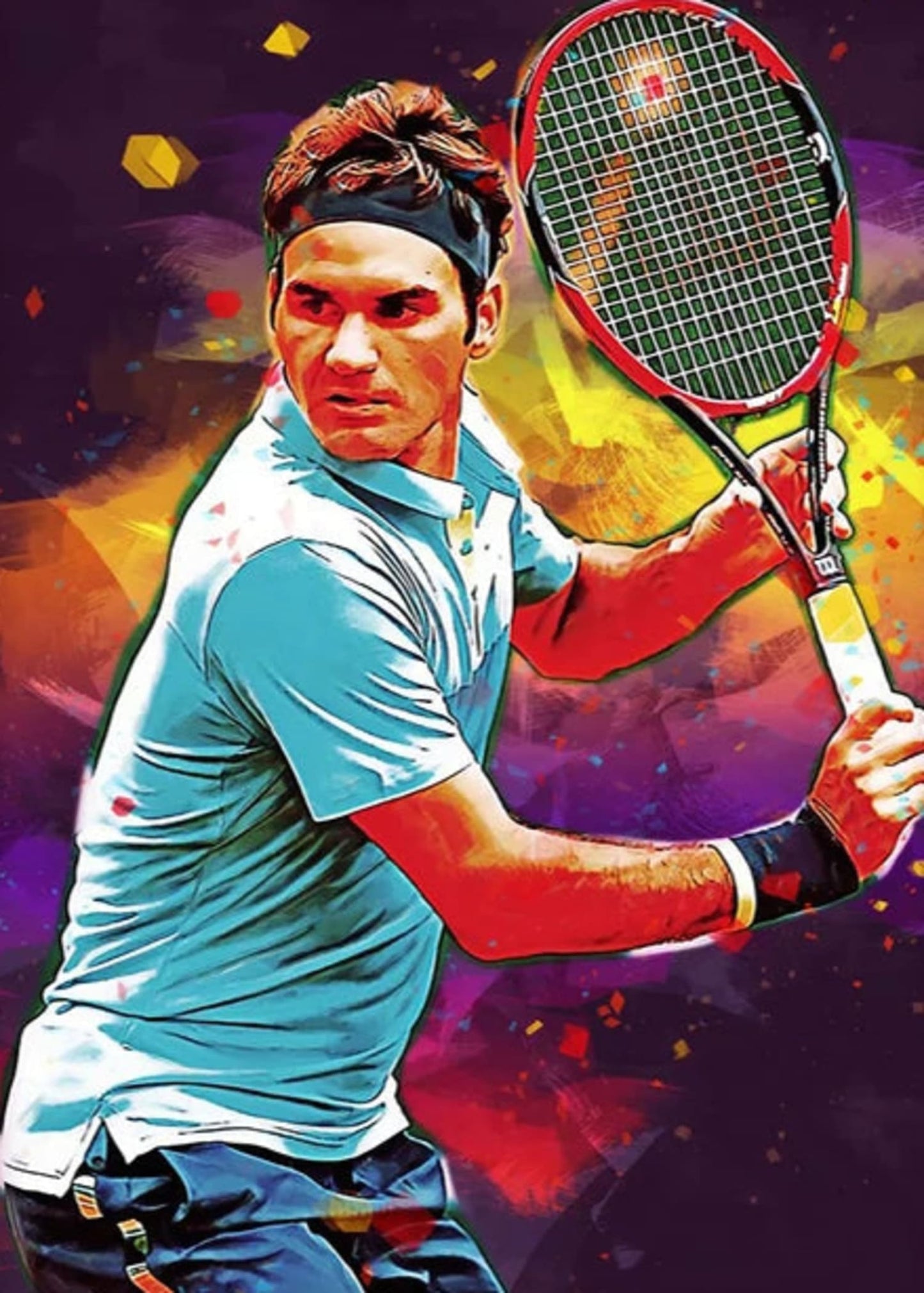 Roger Federer | Vibrant Tennis Precision Poster | Sports Celebrity | Tennis Players Artwork