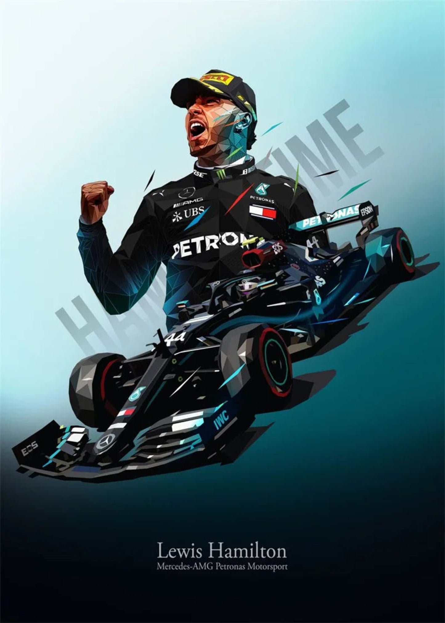 F1 Racing Poster | Lewis Hamilton Helmet Art | Formula 1 Legend Decor | Motorsport Wall Artwork