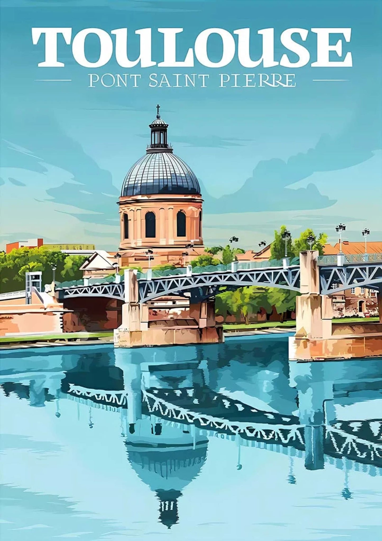 Pont Saint Pierre Poster | Historic French Cityscape | Toulouse Landmark Artwork | Home Decor