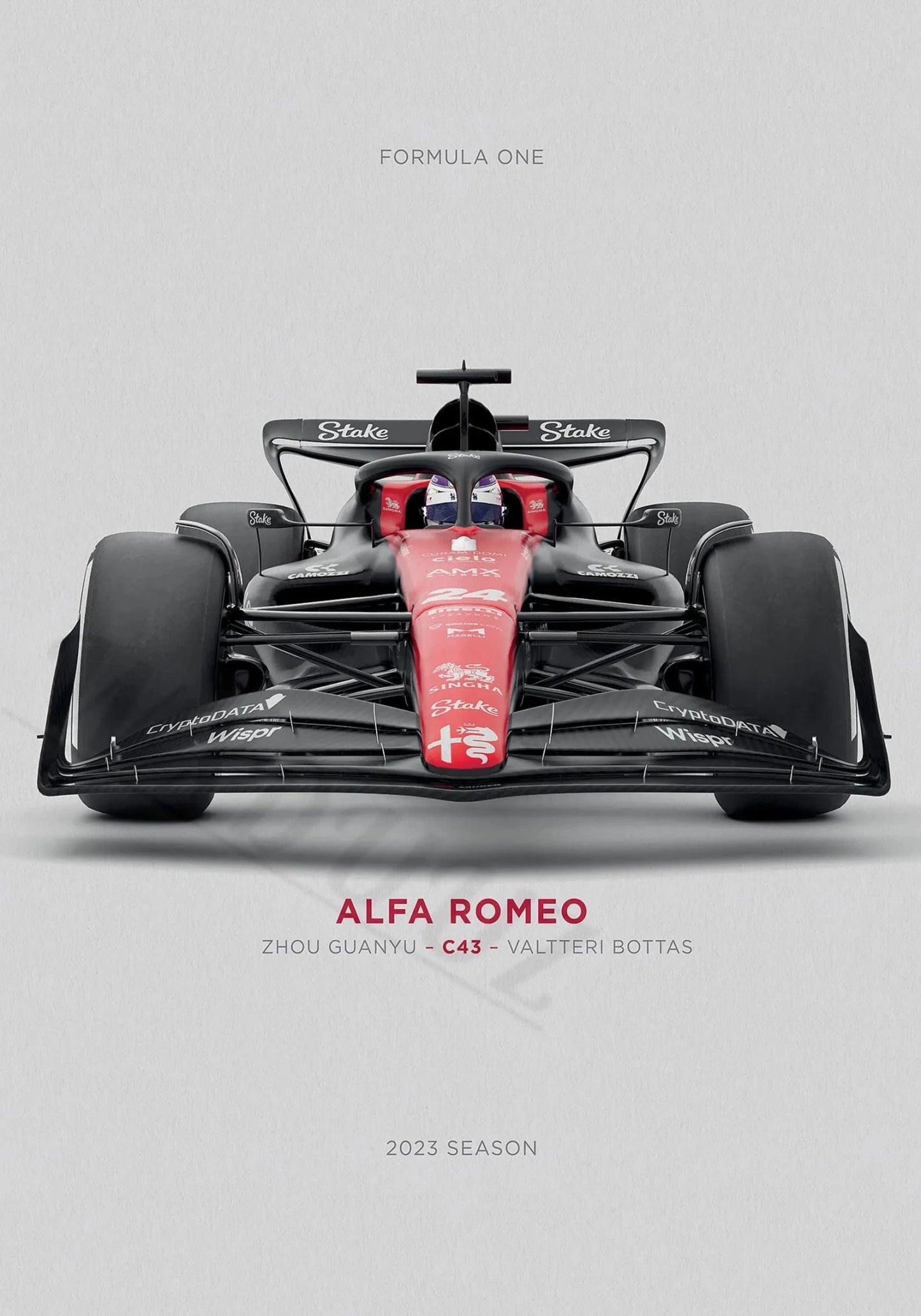 Alfa Romeo C43 Poster | Zhou Guanyu & Valtteri Bottas | Formula 1 Racing Art | Speed & Precision Decor