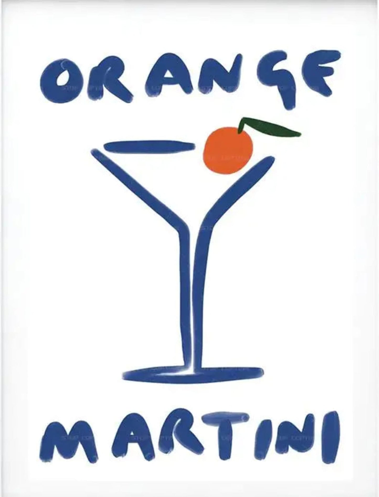 Minimalistic Orange Martini Cocktail Poster | Modern Wall Art | Home & Garden Decor | Unique Visual Artwork
