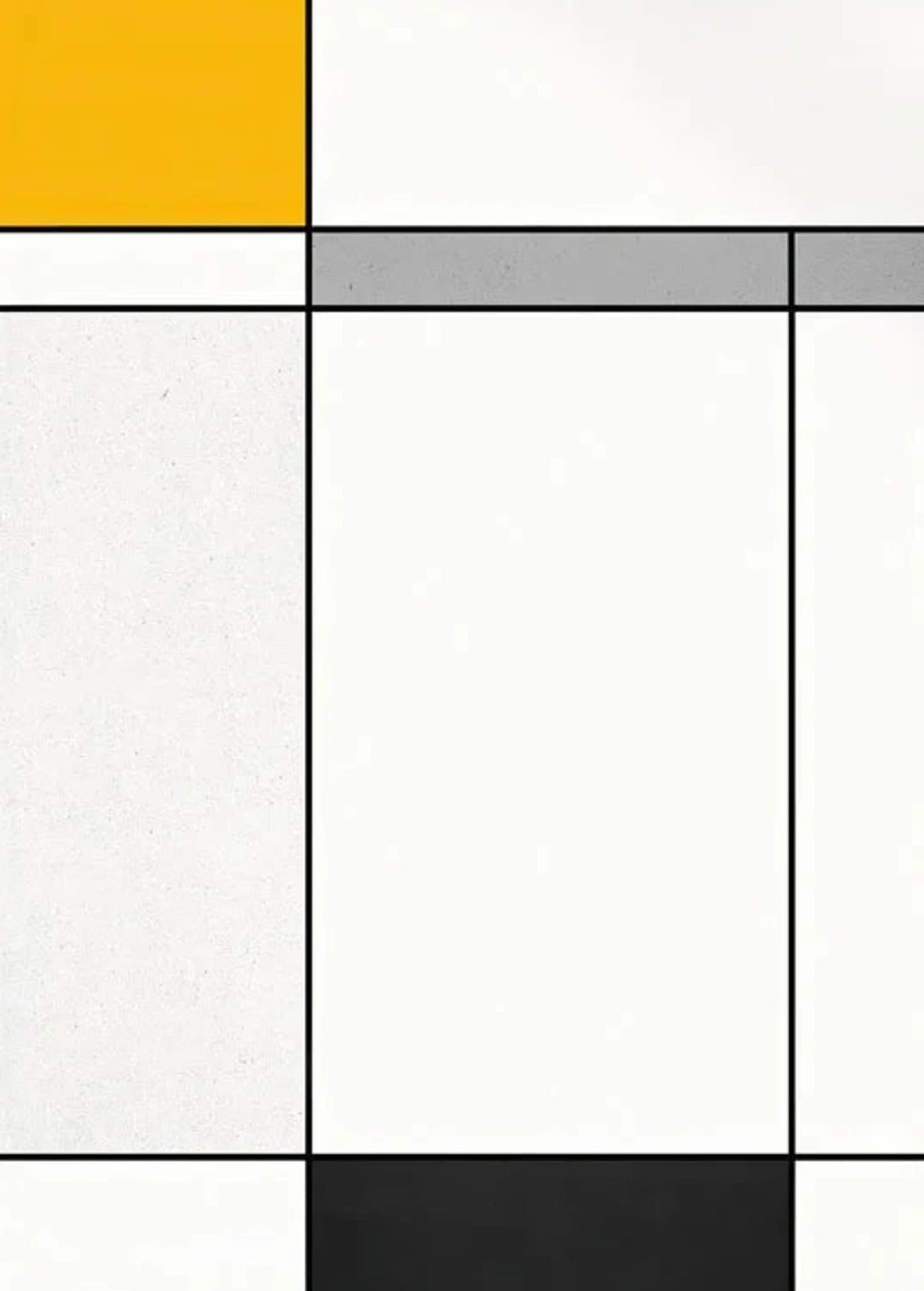 Piet Mondrian Poster | Composition in Black, White, Yellow, and Gray | Modern Art Print | Abstract Wall Decor