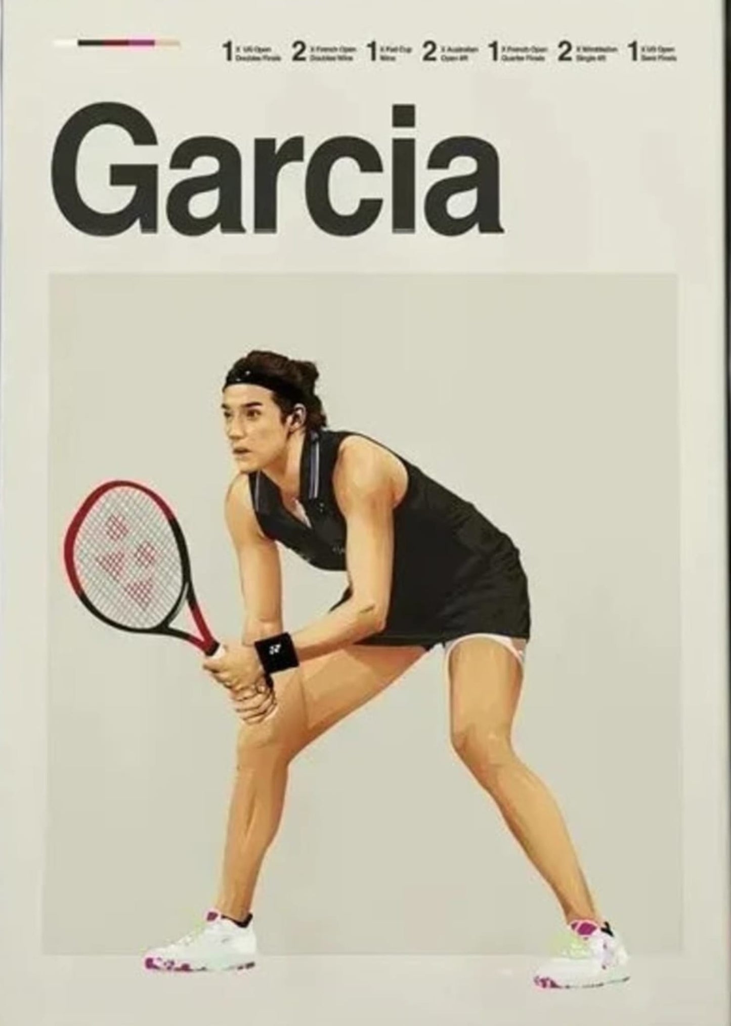 Legends Of Tennis Poster | Caroline Garcia | Modern Aesthetic Tennis Art | Wall Decor | Home & Garden Decor