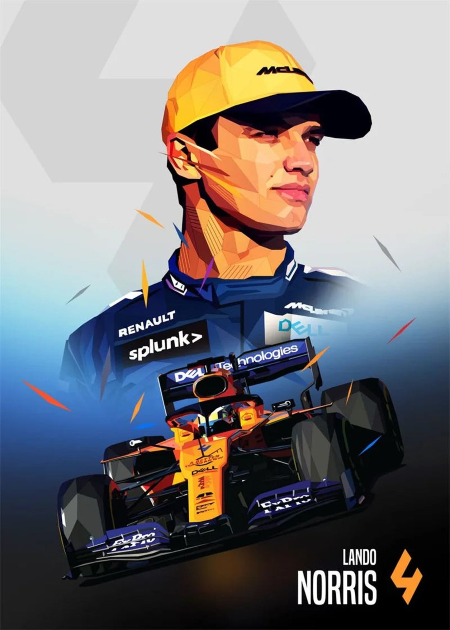 F1 Racing Poster | Lando Norris Helmet Design | Formula 1 Legend Art | Motorsport Wall Decor