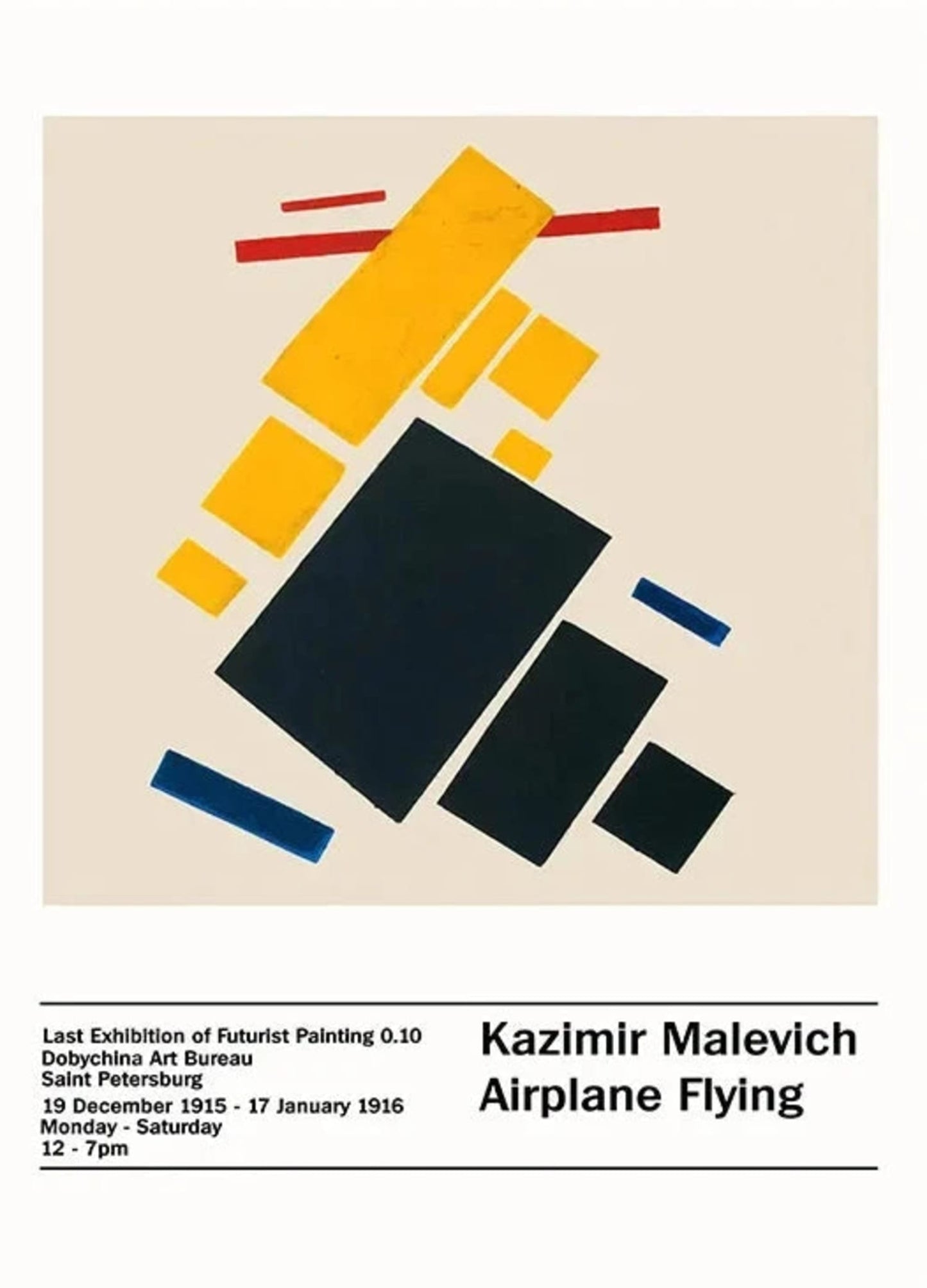 Kazimir Malevich | Airplane Flying Poster | Abstract Art | Modern Wall Decor | Visual Artwork for Home