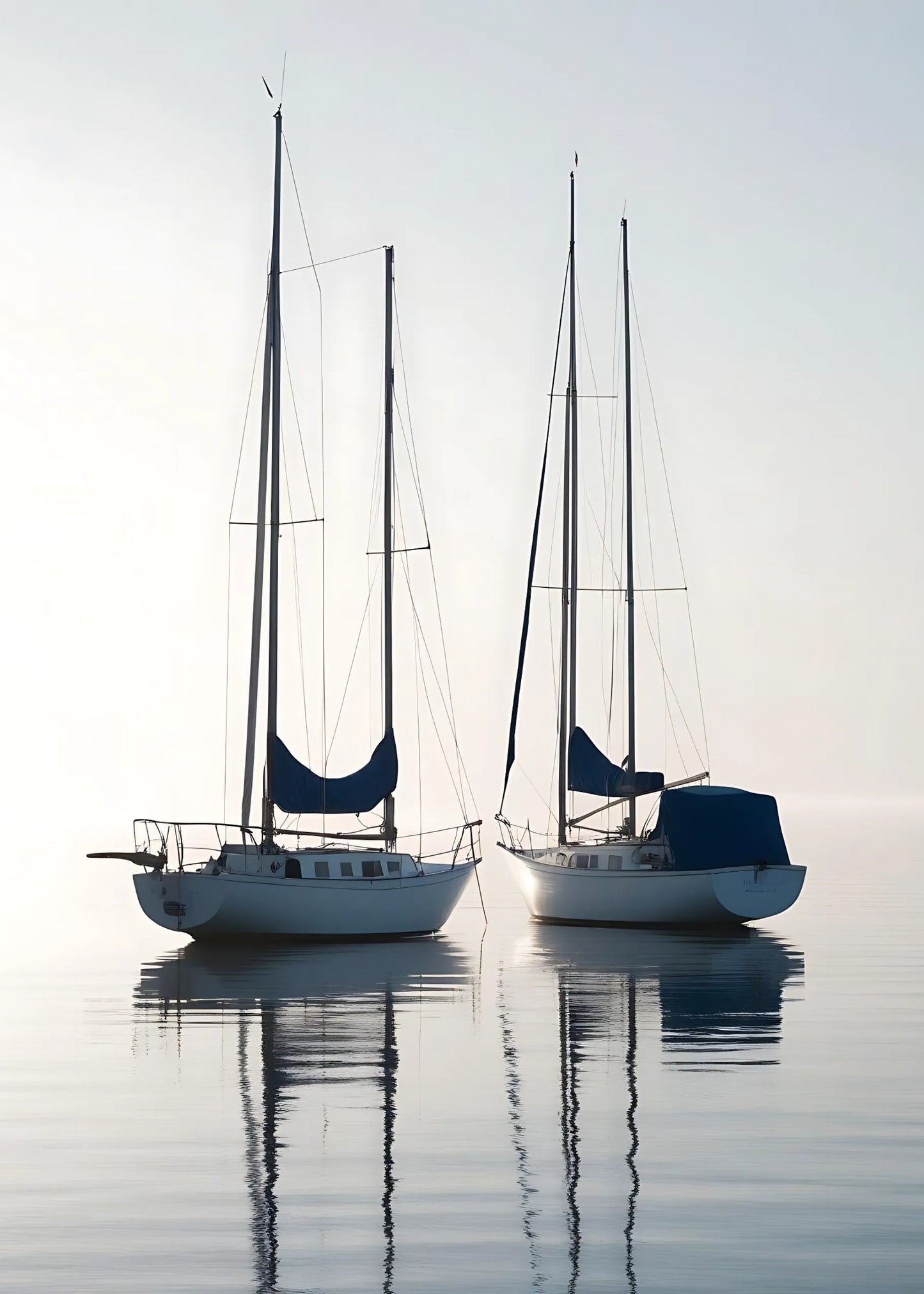 Two Sailing Boats at Sunrise | Vertical Seascape