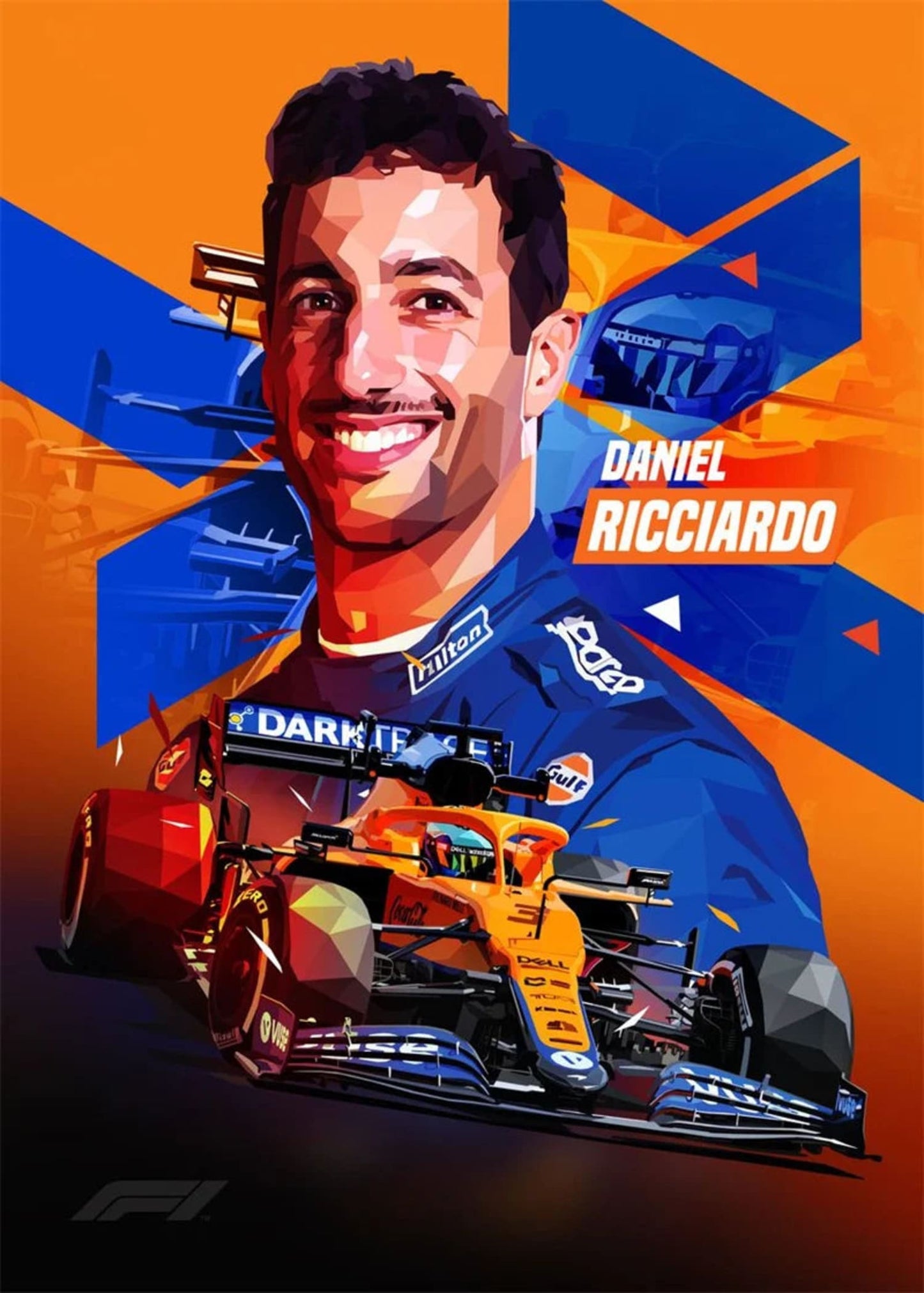 Daniel Ricciardo | F1 Racer Helmet Poster | Sports Car Legend Art Print | Formula 1 Decor