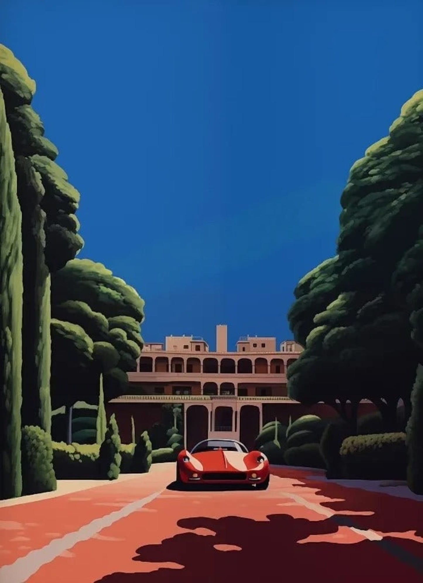 Retro Hiroshi Nagai Poster | Vaporwave Japanese Tropical Beach City Car | Wall Art Canvas | Home Decor