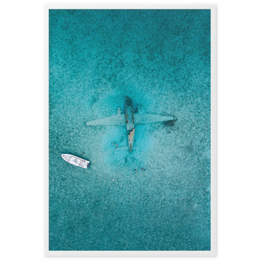 Sunken Plane Scene Poster | Aerial Ocean View | Aviation Art | Modern Home Decor | High-Quality Print | Unique Wall Art