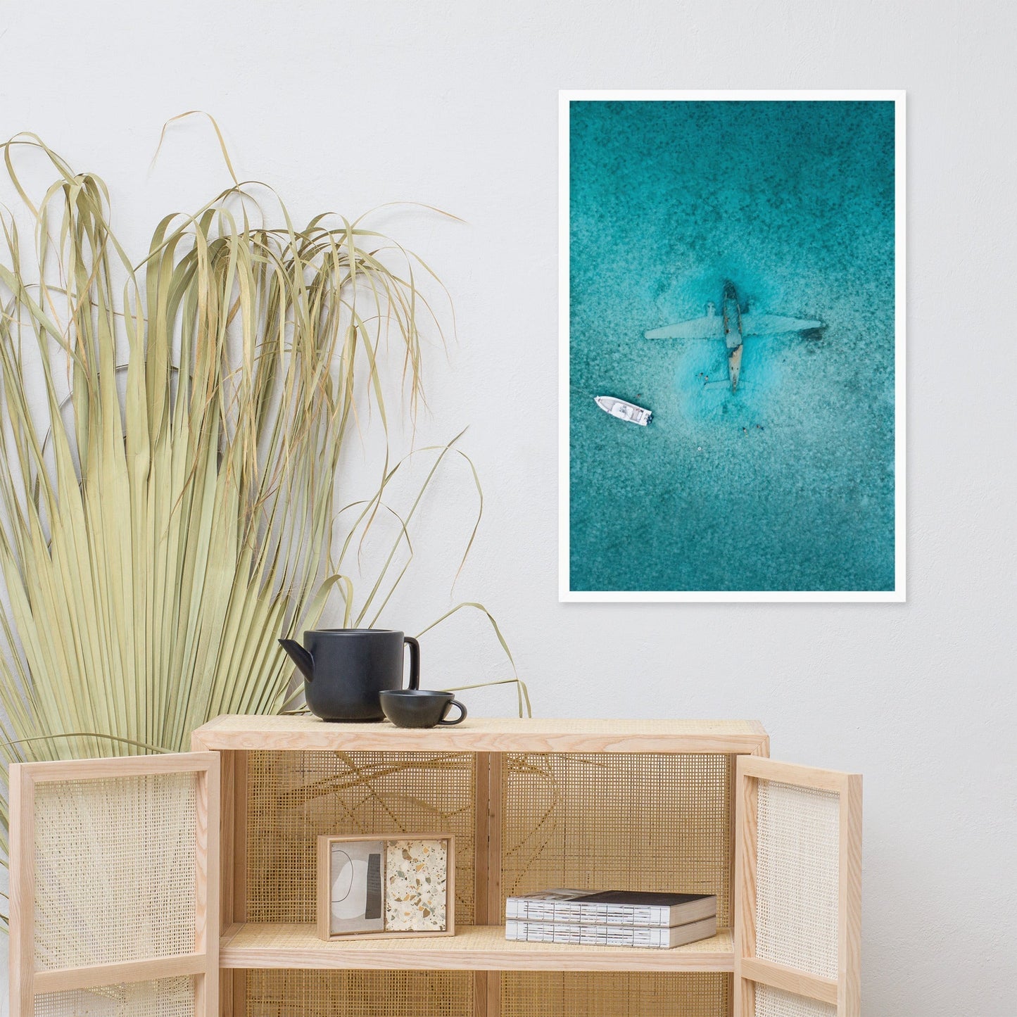 Sunken Plane Scene Poster | Aerial Ocean View | Aviation Art | Modern Home Decor | High-Quality Print | Unique Wall Art