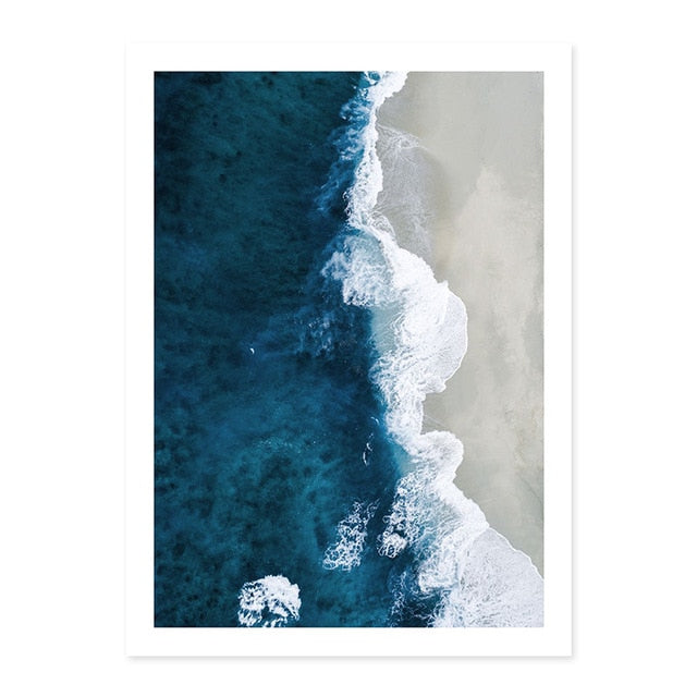 Ocean Waves | Coastal Wall Art | Beach Scene | Relaxing Seascape Poster | Blue Water Print | Nautical Home Decoration | Large Format | High-Quality Art Print for Living Room or Bedroom Decor