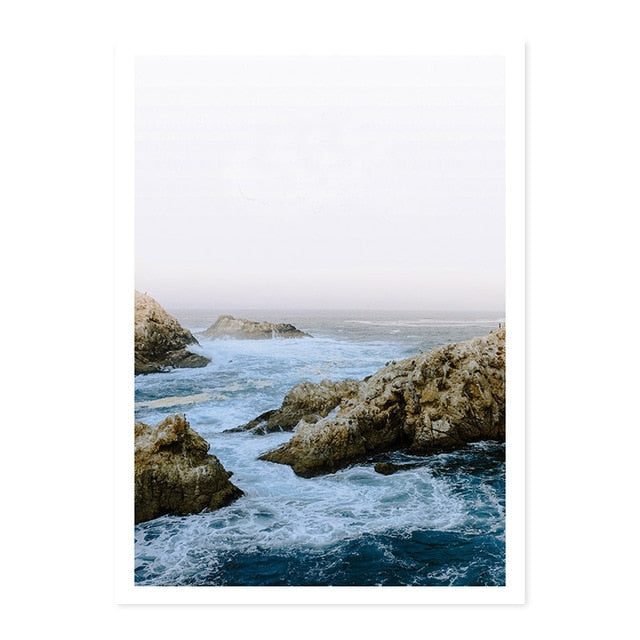 Ocean Waves | Coastal Wall Art | Beach Scene | Relaxing Seascape Poster | Blue Water Print | Nautical Home Decoration | Large Format | High-Quality Art Print for Living Room or Bedroom Decor