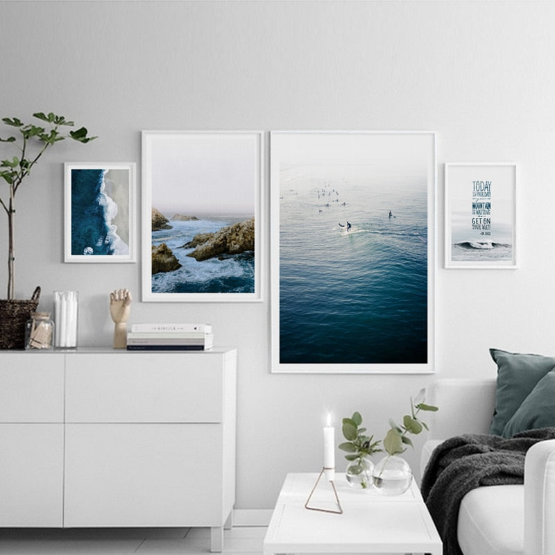 Ocean Waves | Coastal Wall Art | Beach Scene | Relaxing Seascape Poster | Blue Water Print | Nautical Home Decoration | Large Format | High-Quality Art Print for Living Room or Bedroom Decor