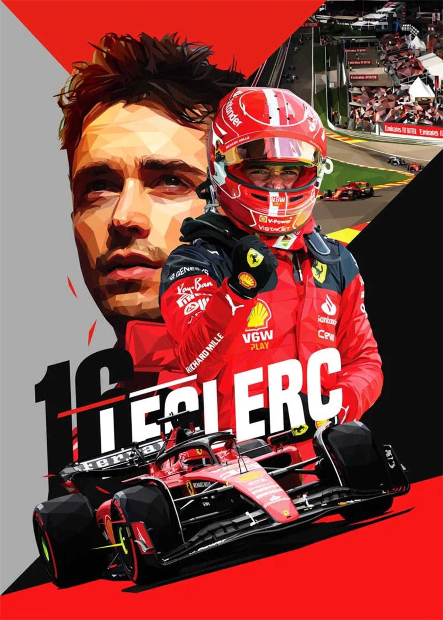 Charles Leclerc F1 Legend | Racer Helmet Art | Formula 1 Poster | Home Decor