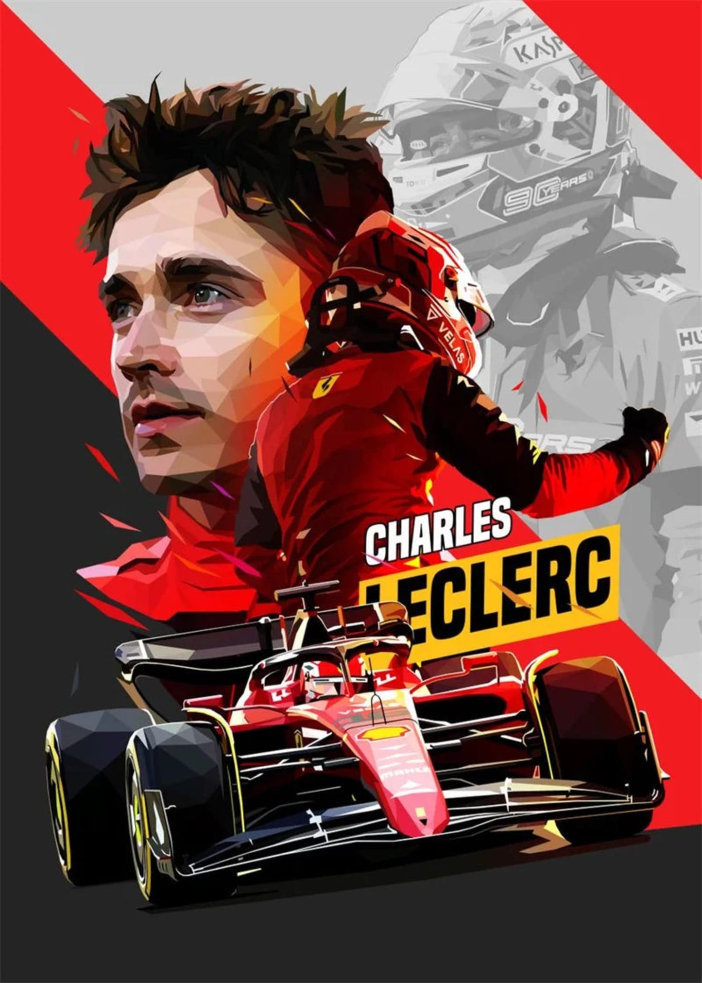 Charles Leclerc F1 Racer Helmet Art | Formula 1 Legend Poster | Motorsport Decor